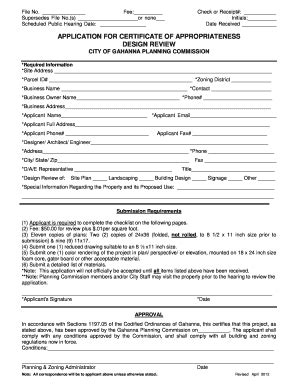 Fillable Online Gahanna Application For Certificate Of Appropriateness