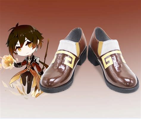 Genshin Impact Zhongli Sepatu Coklat Rex Lapis Geo Archon Morax