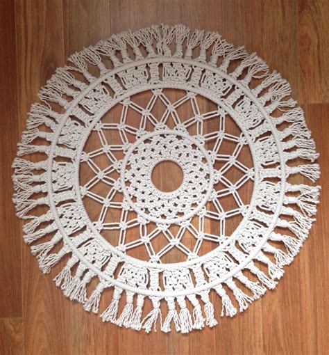 Round Macrame Wall Hanging Wall Decor Rope Fringing Etsy