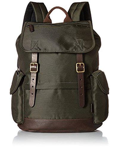 Fossil Canvas Defender Leather Trim Rucksack Backpack in Green for Men - Lyst