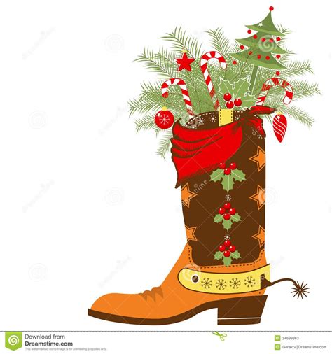 Cowboy Christmas Boots With Festive Decorations