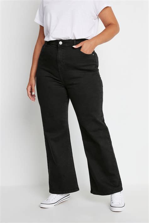 Yours Plus Size Black Wide Leg Denim Jeans Yours Clothing