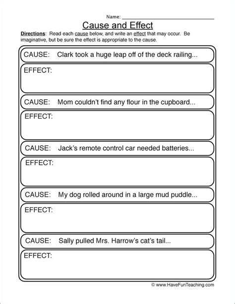 Free Cause And Effect Worksheets 3rd Grade