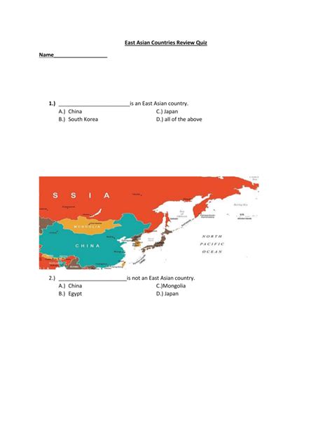 East Asian Countries Review Quiz