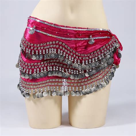 Classic Velvet Belly Dance Hip Scarf With Beads Belt Etsy