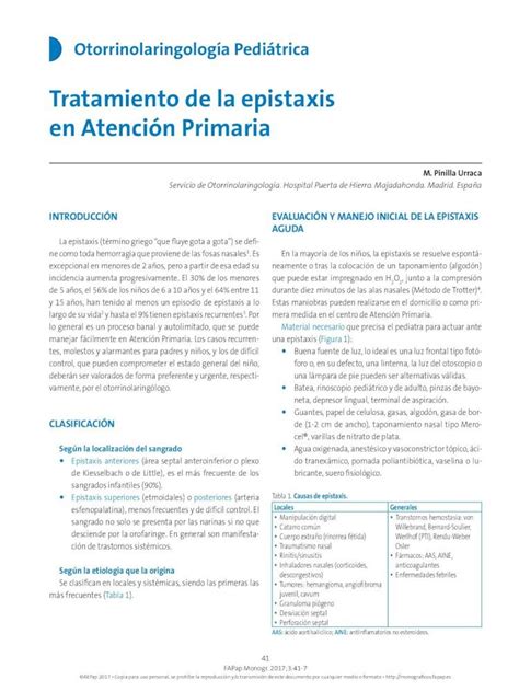 Pdf Tratamiento De La Epistaxis En Atenci N Primaria Ne Como Toda