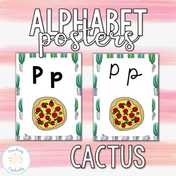 Watercolor Cactus Print And Cursive Alphabet Posters Tpt