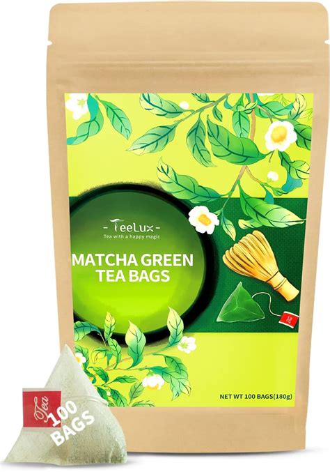 TeeLux Matcha Green Tea Bags 100 Count Zero Calories Blended Premium