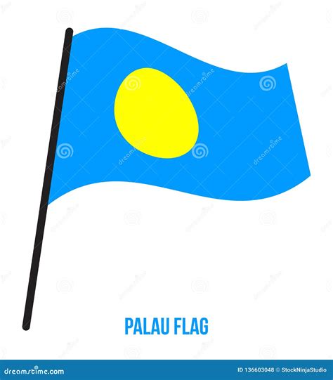 Palau Flag Waving Vector Illustration On White Background Palau