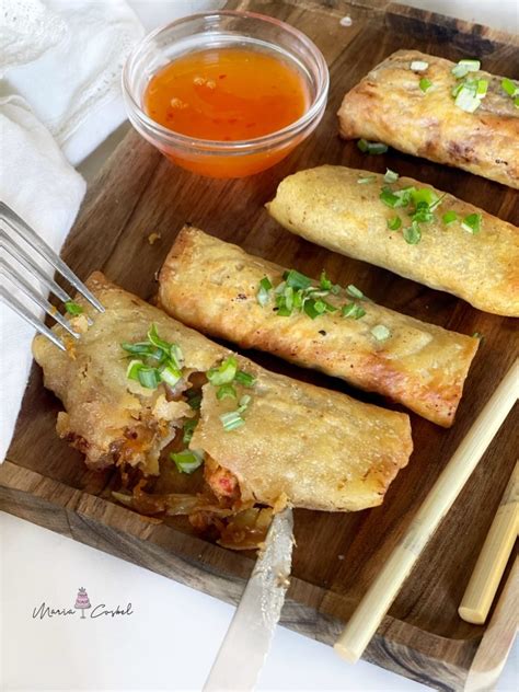 ROLLITOS DE PRIMAVERA DE MASA CASERA CON GAMBAS EN AIRFRYER Maria Cosbel