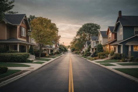 Suburban street in the morning | Premium AI-generated image