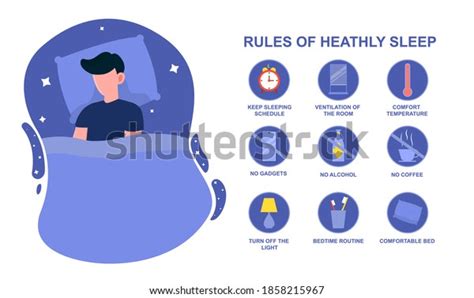 Rules Healthy Sleep Concept Bedtime Routine Stock Vector Royalty Free