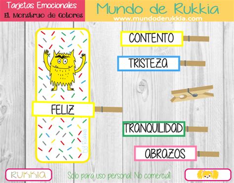 Tarjetas De Emociones Del Monstruo De Colores Mundo De Rukkia