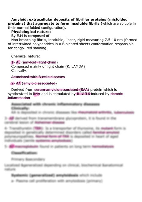 Solution Amyloidosis Pathology Studypool