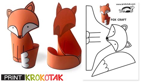 Krokotak Fox Paper Crafts Printable Templates