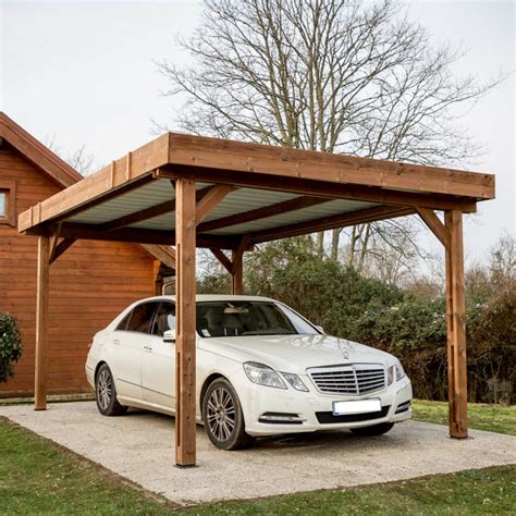 Carport En Bois Thermowoof Thones M Toit Bac Acier Habrita