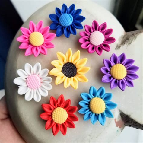 Polymer Clay Sun Flower Sunflower Pendant Bead Ornate Diy Etsy