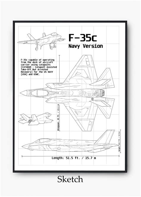 F-35 Blueprint Wall Art Sketch Airplane Airforces Print | Etsy