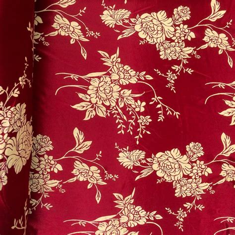 Burgundy Velvet Jacquard Damask Fabric 118 Wide Sold Etsy