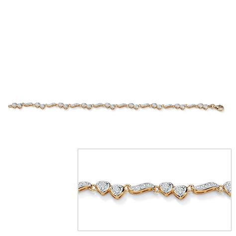 1/8 TCW Diamond Heart and Wings Ankle Bracelet in 18k Gold over ...