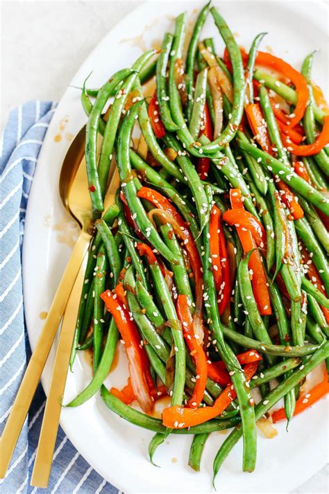 Ginger Soy Glazed Green Beans Peppers Eat Yourself Skinny