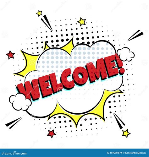 Comic Lettering Speech Bubble For Emotion With Text Welcome Comic