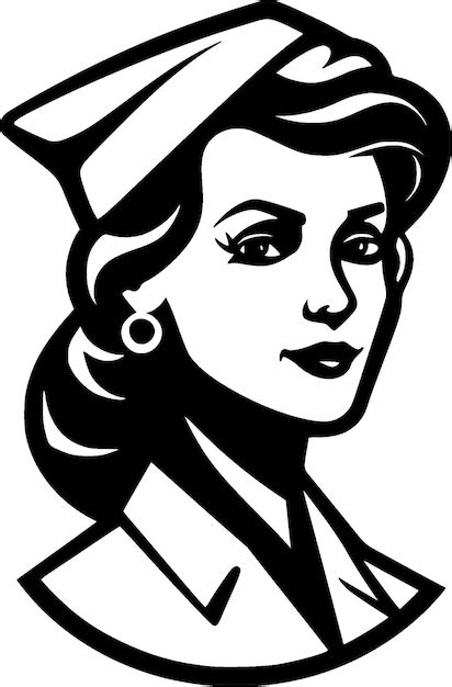 Ilustración de vector blanco y negro de enfermera Vector Premium