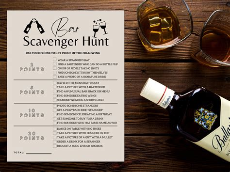 Bar Crawl Scavenger Hunt Bar Scavenger Hunt Bar Games Adult