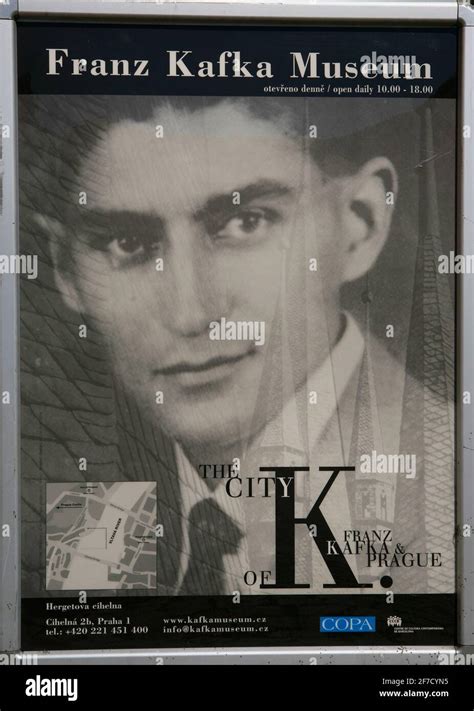 Picture Of Kafka On A Poster In The Franz Kafka Museum Area In Prague