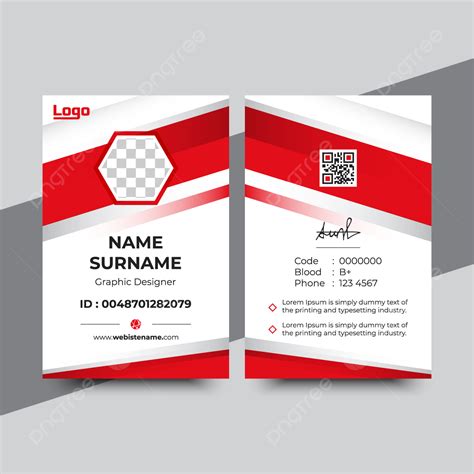 Id Card Template With Red Shapes Template Download On Pngtree