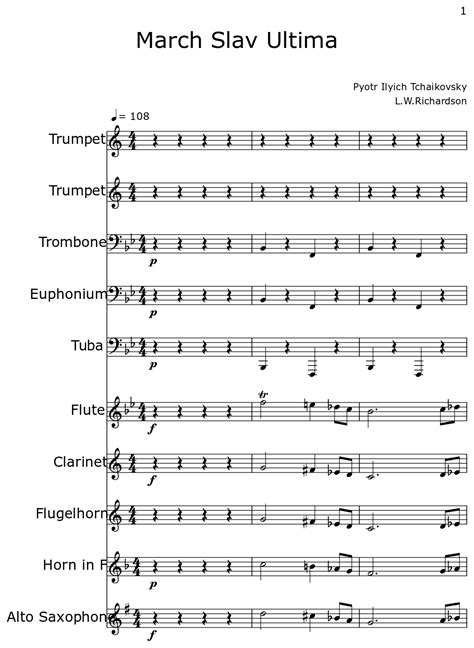 March Slav Ultima Sheet Music For Trumpet Trombone Euphonium Tuba