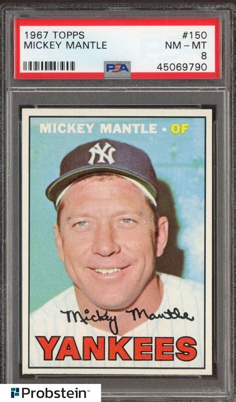 1967 Topps 150 Mickey Mantle New York Yankees Hof Psa 8 Nm Mt Ebay