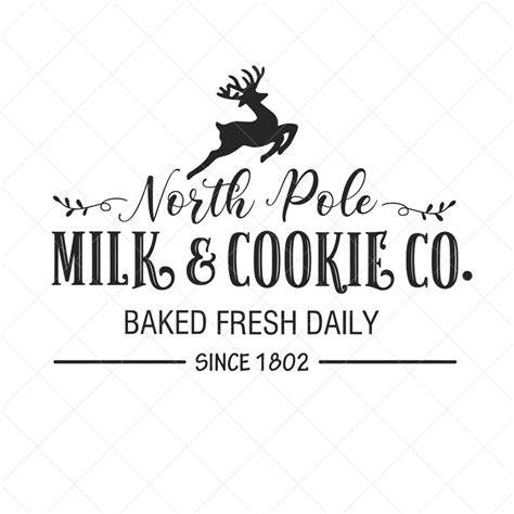 North Pole Milk And Cookie Co Sign Svg Christmas Svg Holiday Svg