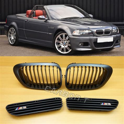 Matte Black Front Grill And Side Fender Coupe Convertible For Bmw E46 M3 2001 2006 Ebay