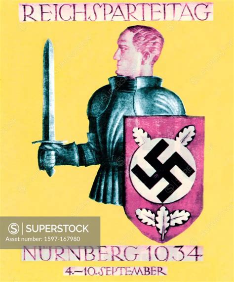 Nuremberg Rally Nazi Party NSDAP Card Knight Sword Shield