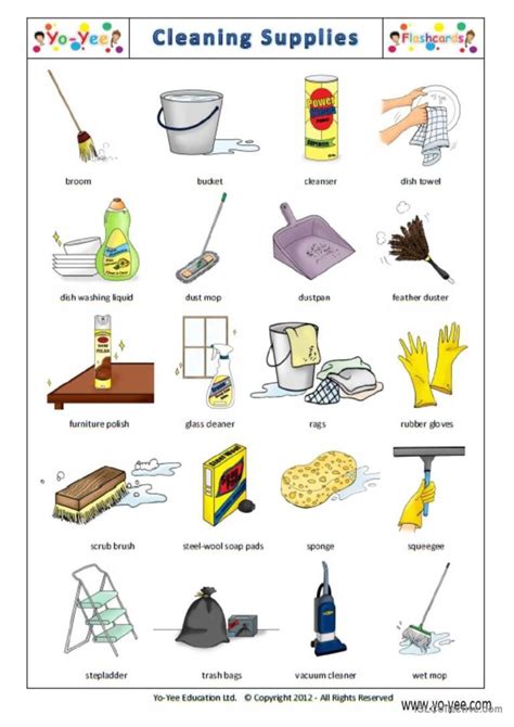 Yo Yee Cleaning Supplies Flashcard English ESL Worksheets Pdf Doc