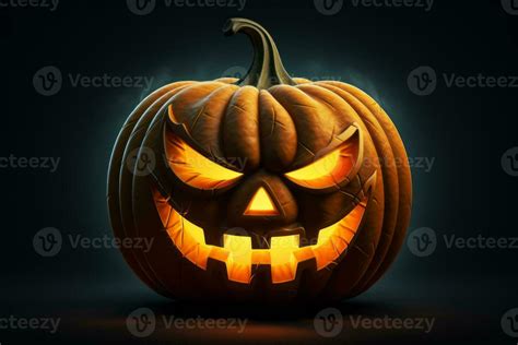 Jack O Lantern Face With Glowing Eyes And Sinister Smile Generative