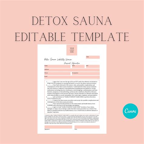 Editable Detox Sauna Infrared Sauna Consent Form Template Etsy