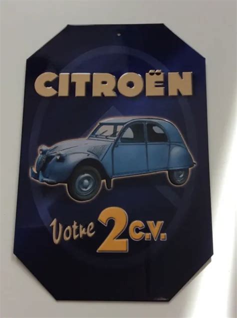 PLAQUE TÔLE PLATE METAL PUBLICITAIRE COLLECTION ATLAS CITROËN 2 CV 10 x