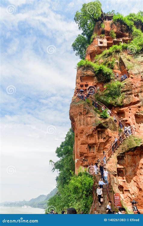 Tourists Going Down Stairs To the Leshan Giant Buddha Editorial Stock Photo - Image of chinese ...