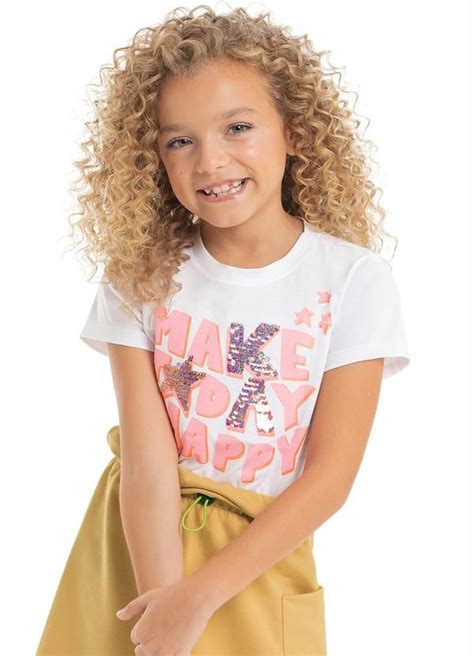 Blusa Manga Curta Infantil Para Menina Confeccionada Em Meia Malha