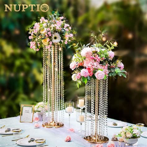 Nuptio Wedding Centerpieces Flower Vases Pcs In Tall Crystal