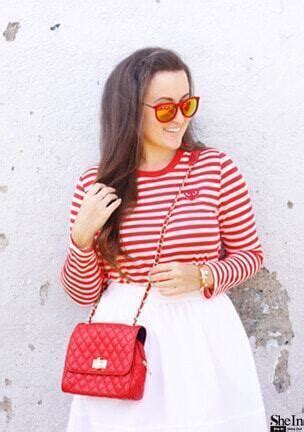 Red White Long Sleeve Striped T Shirt Shein Sheinside