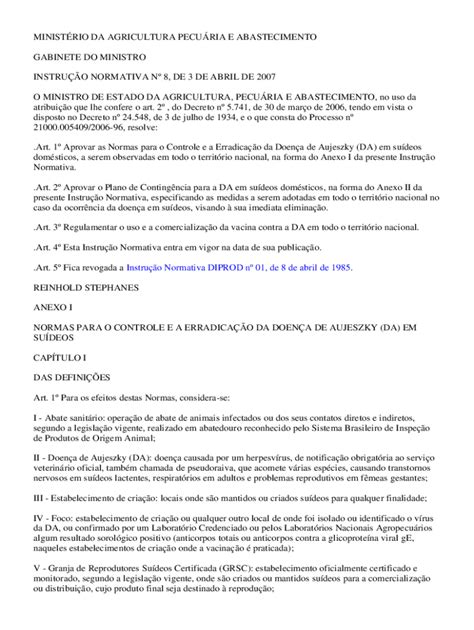 Preenchível Disponível MINISTRIO DA AGRICULTURA PECURIA E INSTRUO