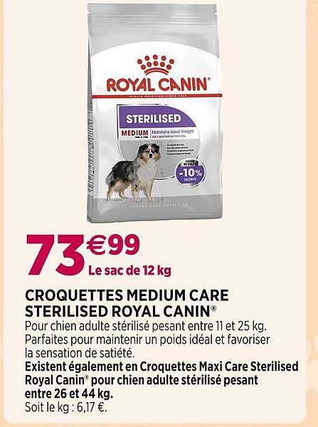 Promo Croquettes Medium Care Sterilised Royal Canin Chez Delbard