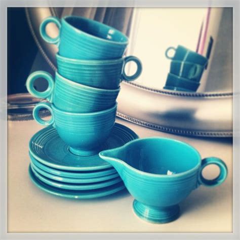 Original Turquoise Fiestaware Tea Saucer Set Of Tea Saucer