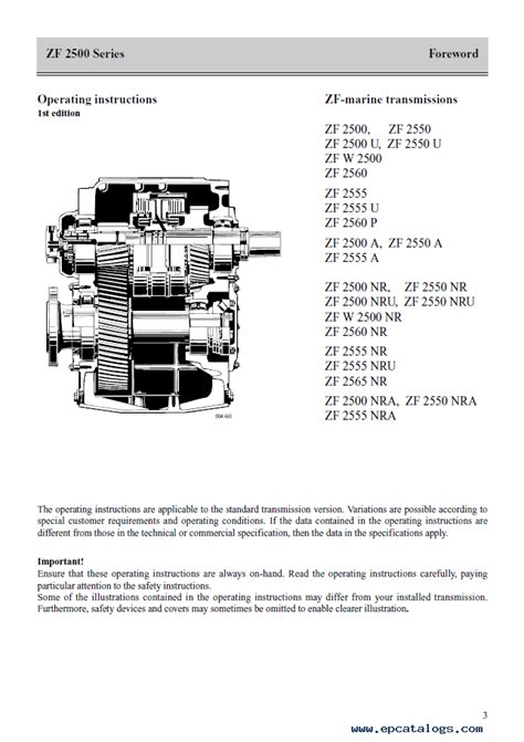 Zf Marine Transmissions 2500 Series Operating Instructions