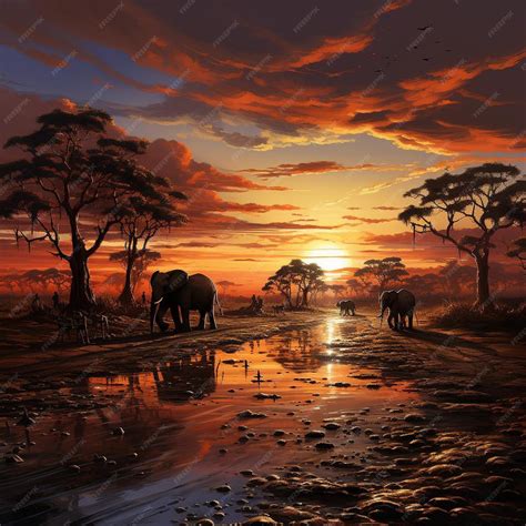 Premium Photo | African Sunset Safari African Wallpaper Photo