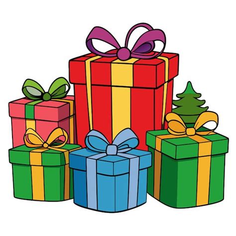 Christmas Gifts On White Background Vector Illustration Cartoon