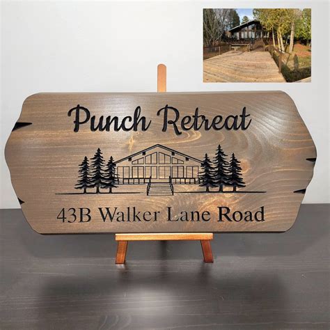 Custom Wood Cottage Signs With Engraved Photo Etsy